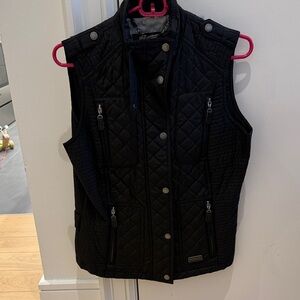 Barbour Black Quilted Vest with Silver Accents